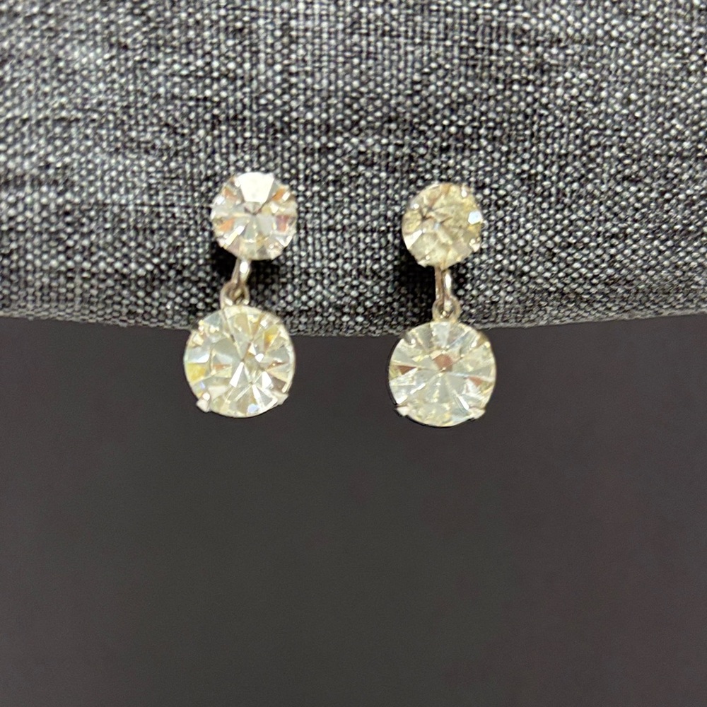 Vintage Rhinestone Dangle Screw Back Earrings